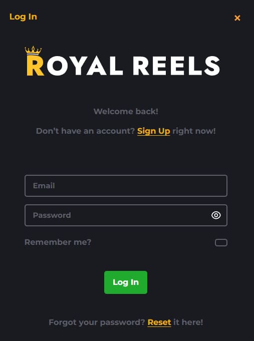 Royal Reels Casino welcome bonus €450 + 250 FS
